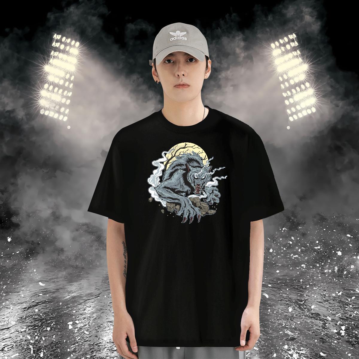 T shirt 100% Cotton 230g Halloween Summer Casual Short Sleeve Soft Cartoon Printing L-4XL Men Tshirts 2024 Loose Fit Polos