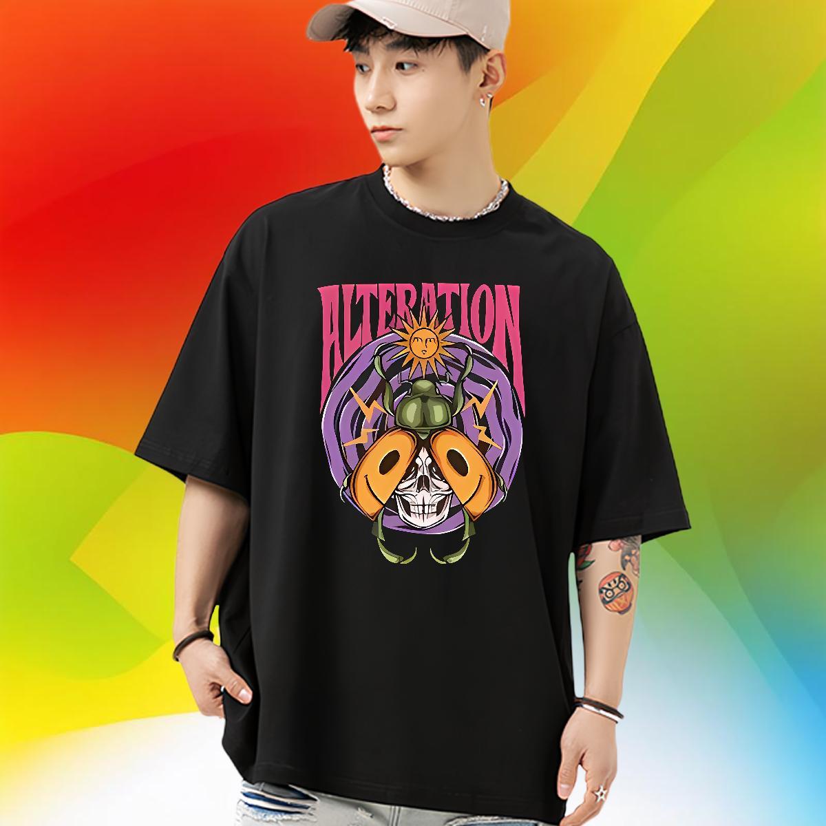 2024 New Mens T Shirts 100% Cotton 230g sun Casual Daily Wear Tee Shirt O Neck Short Sleeves Unisex Men Clothes T-Shirt Custom Printed