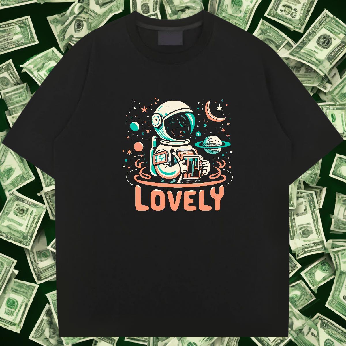 Loose Mens Tshirts 100% Cotton 230g Summer Casual spaceman White Plus Size Breathable Short Sleeve 2024 Designer T Shirt For Man Tops Tees