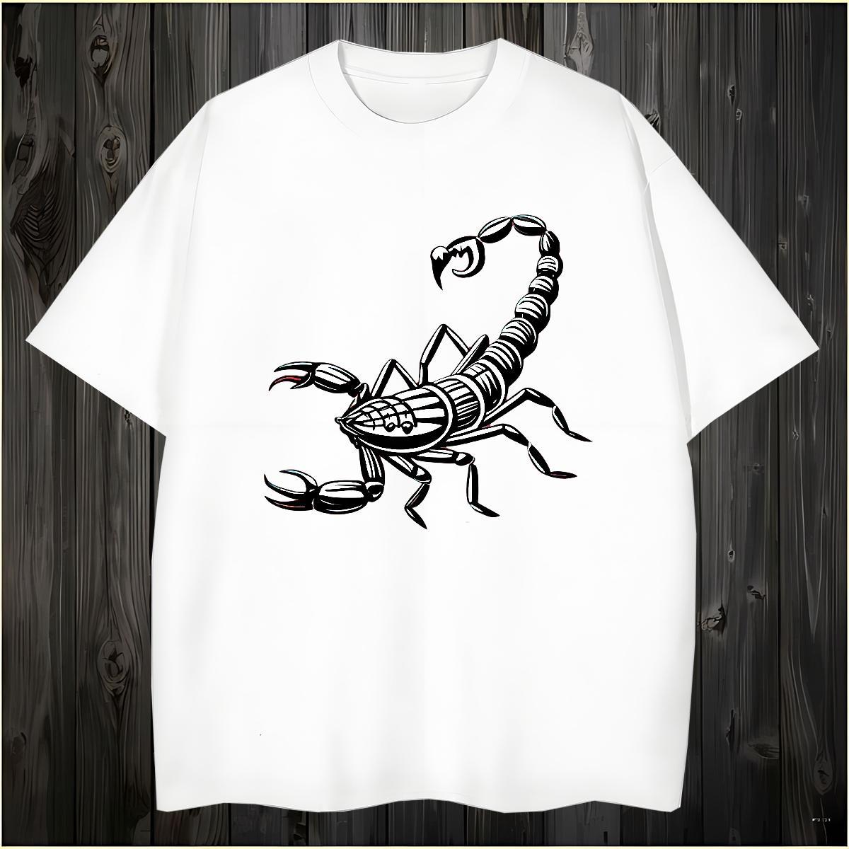 DIY T-Shirts for Men 230g 100% Cotton scorpion Casual Daily Wear Top Tees O Neck Short Sleeves Soft Men Clothes T-Shirt Custom Anime
