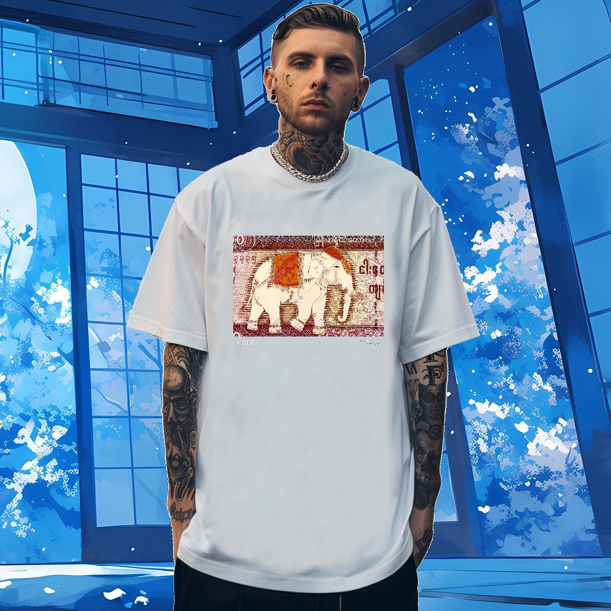 Fashion Design T Shirt For Man 230g Cotton elephant Anime Printing Street Wear Breathable Comfortable Men Tees Custom Big Size