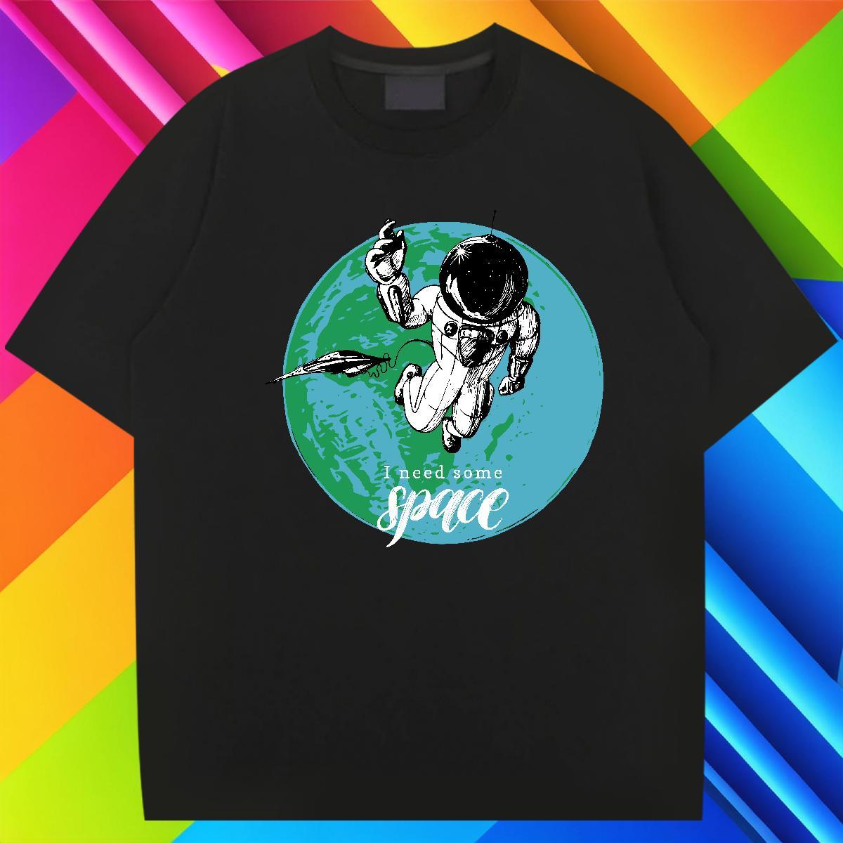 Men T Shirts 230g 100% Cotton cosmonaut Outdoor Breathable Crew Neck Custom Printing Tshirt for Man Woman Fashion Design Cool Tees Shirts