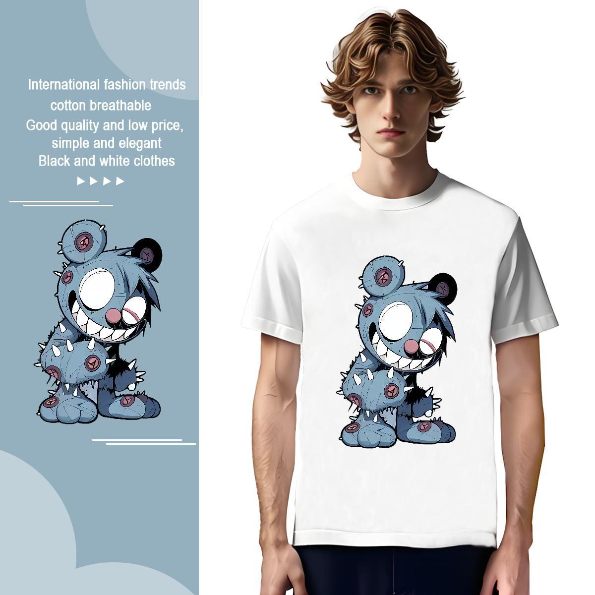 High Quality Men Tshirts 230g Cotton bear T-Shirts for Men Hip Hop Breathable Soft Cartoon Printing L-4XL Wholesale Tees