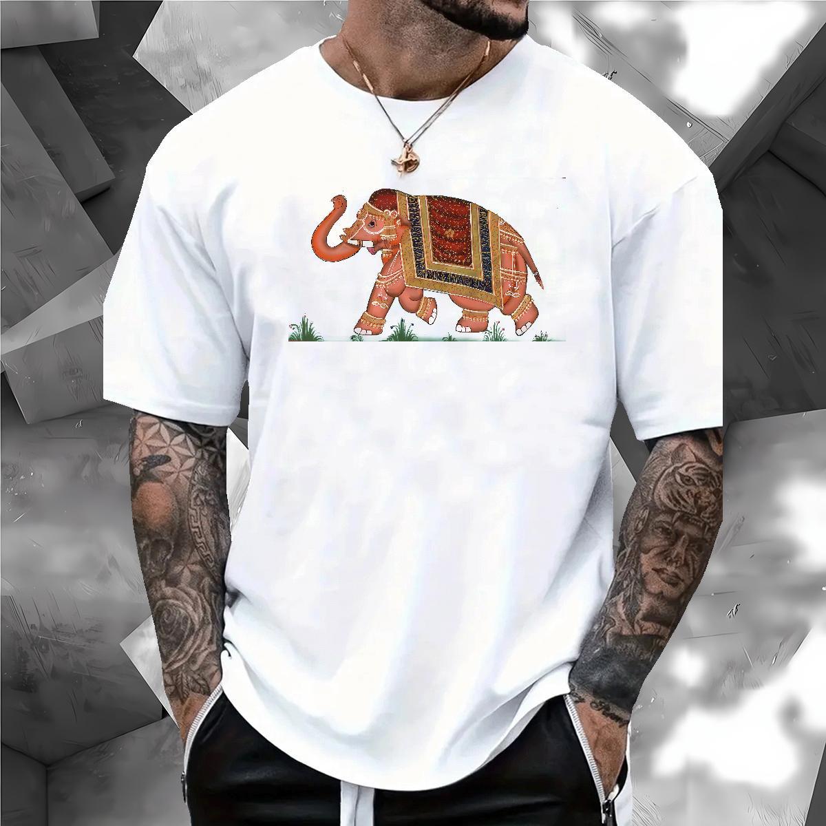 DIY Customized Mens T Shirts 230g Pure Cotton elephant Anime Printing Street Tops Breathable Short Sleeve Designer Mens Tshirts Custom Big Size