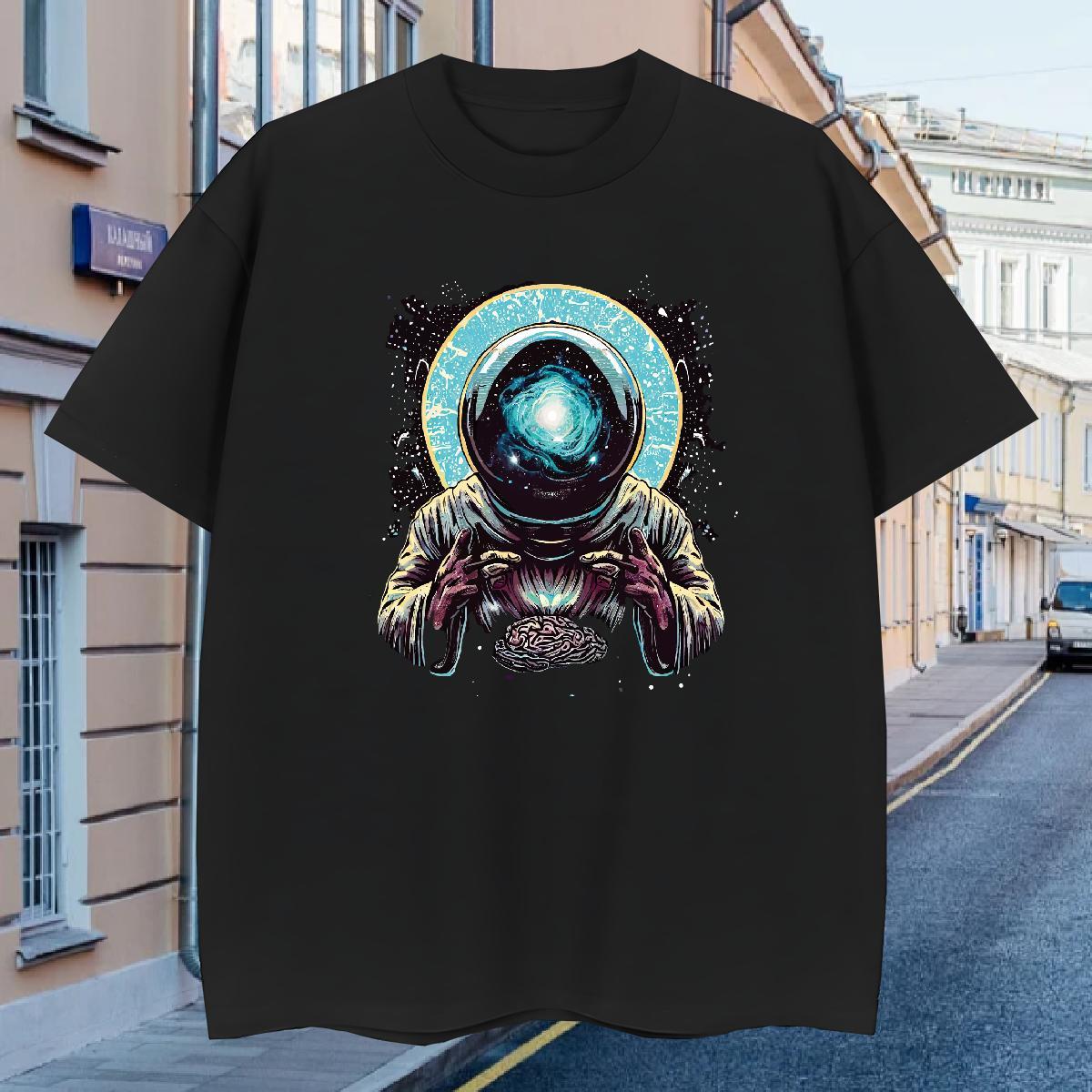 T Shirts Men 230g 100% Cotton universe Casual Breathable Crew Neck White Plus Size Tshirt for Man Woman Customized Brand Tops Tees