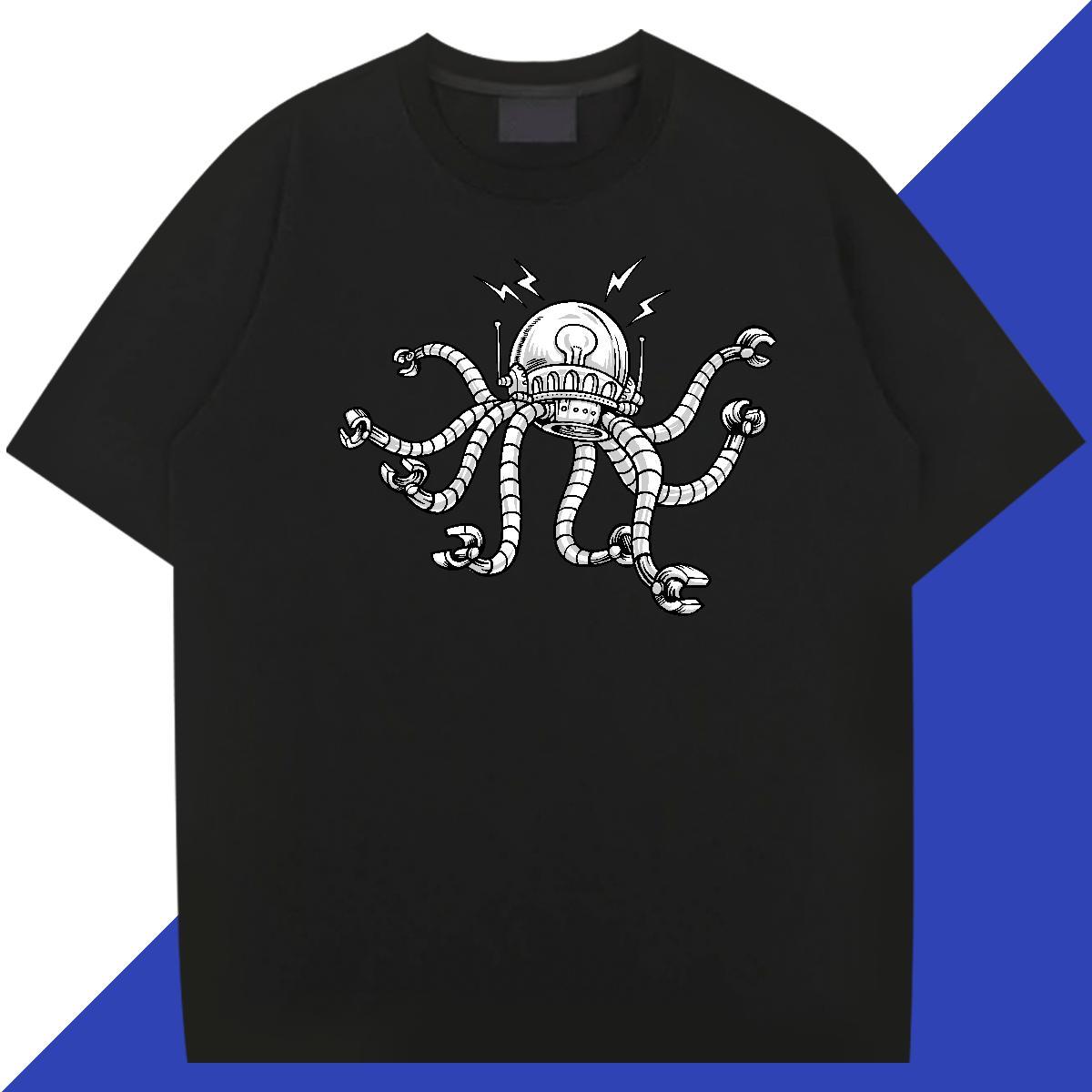 Loose Men Tshirts 230g Pure Cotton Sports Casual robot Asian Size O Neck Short Sleeves Custom T shirt Wear