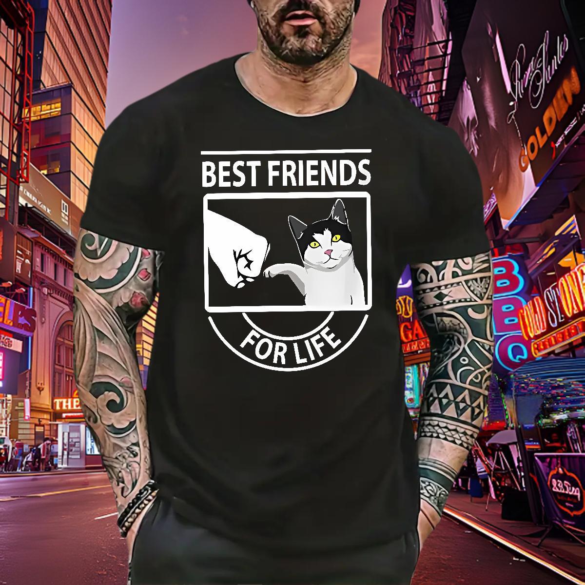 Loose Men Clothes T-Shirt 230g Pure Cotton cat T-Shirts Casual Beach Breathable Short Sleeve Customized Factory Direct Top Tees