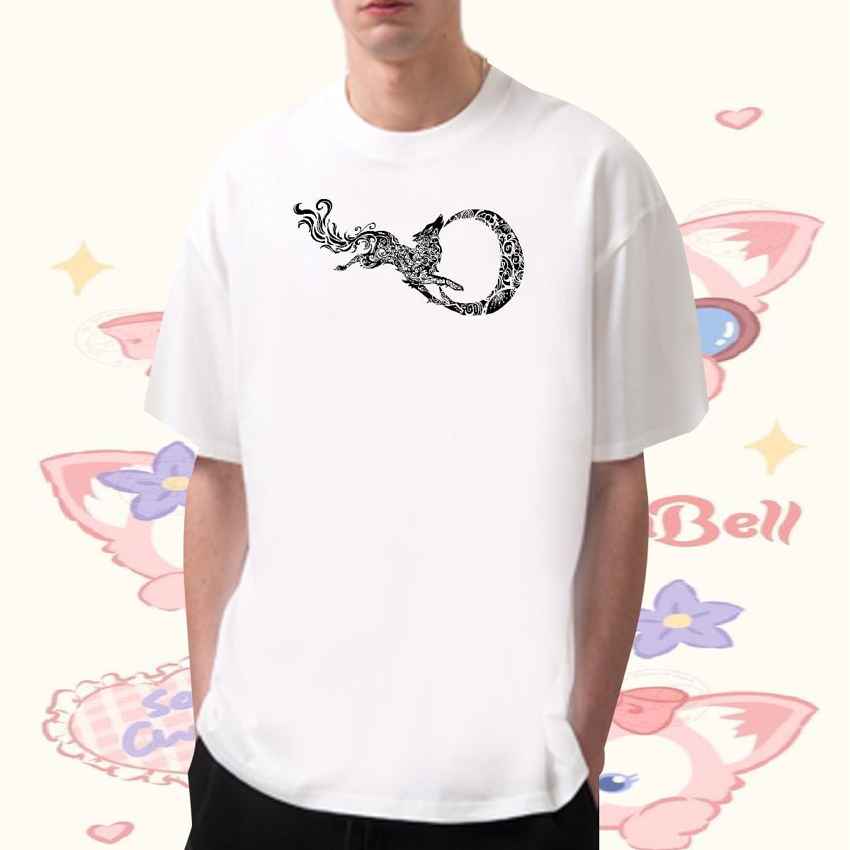 DIY Customized T Shirt For Man 230g Cotton wolf Hip Hop Street Top Tees Round Neck Short Sleeve Comfortable Men Tshirts DIY Printed