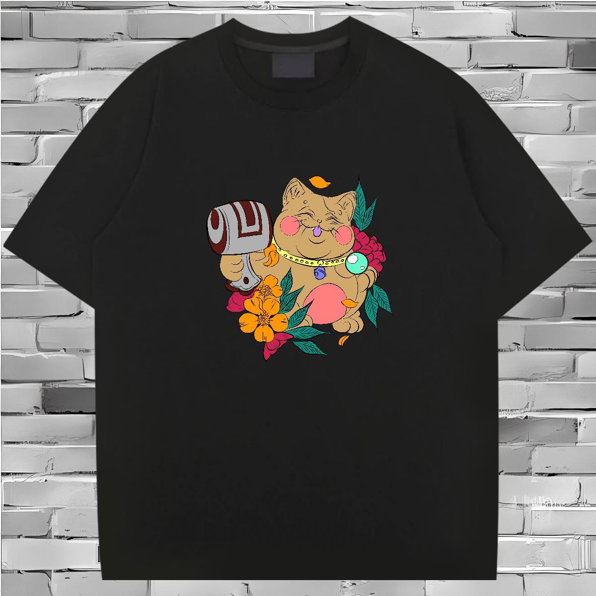 T shirt 230g Pure Cotton cat Casual Daily Wear Crew Neck Oversized 4XL Tshirt for Man Woman Fashion Designer Free Shipping Clothes