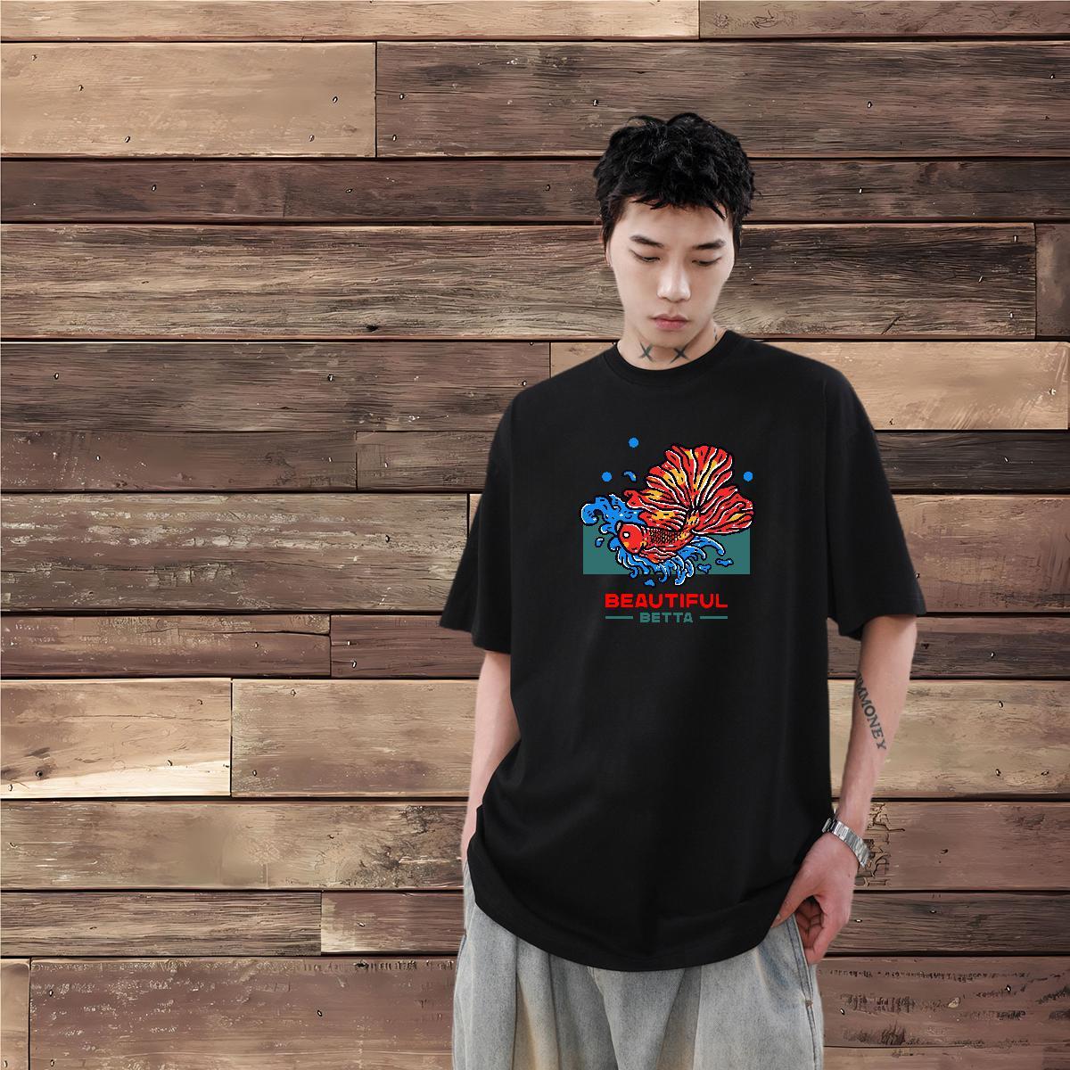Designer T shirt 230g Cotton Sport Wear Pure Cotton Wholesale Mens Tshirts Black Oversized
