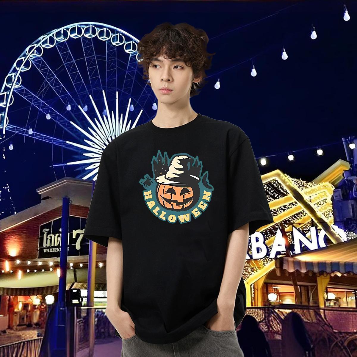 New Designer T-Shirts 230g Cotton halloween Casual Tops Tees Short Sleeve O-Neck High Quality Men Tops Tees Asian Size