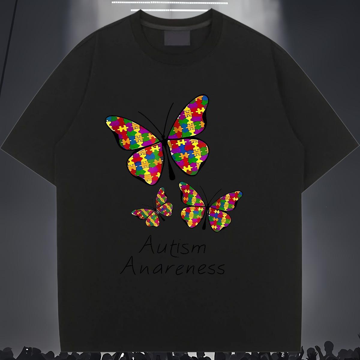 Comfortable T shirt Short sleeve Soft Womens Tshirts Custom Cartoon Butterfly Hip Hop Street 230g Pure Cotton 2024 Designer Tops