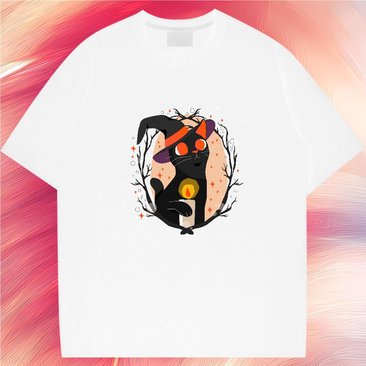 Man T Shirts 230g Pure Cotton cat Anime Printing Street Breathable DIY Logo Oversized Mens Tshirts 2024 DIY Classic Tops