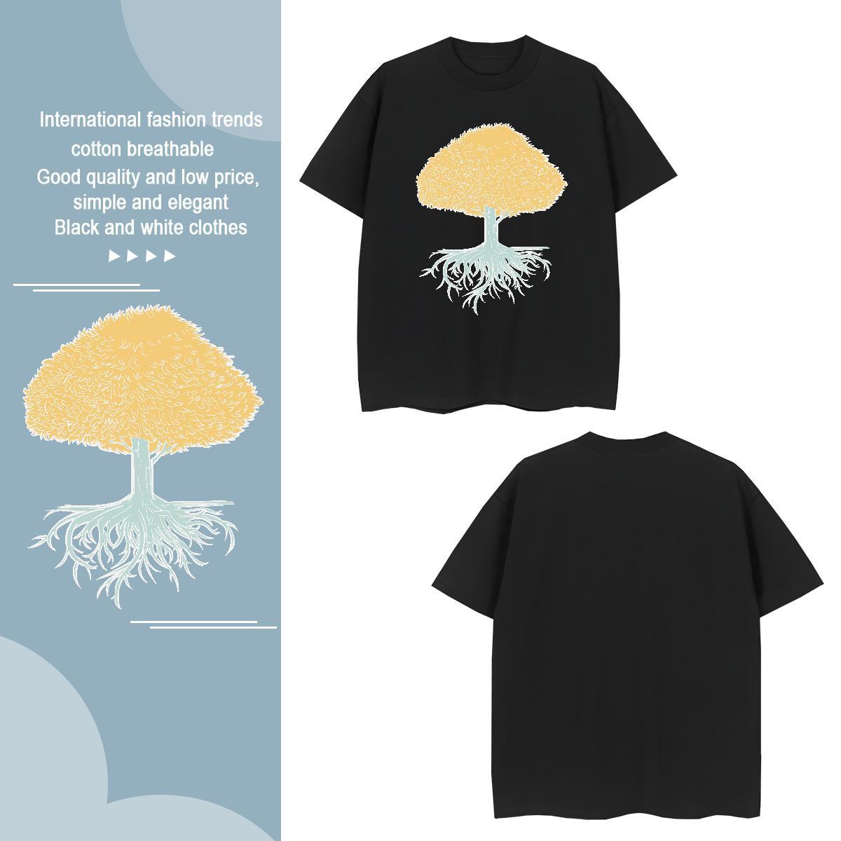 Mens T Shirts 230g 100% Cotton tree Anime Printing Street Breathable Crew Neck Custom Anime Men Tops Tees Classic Wholesale Clothes