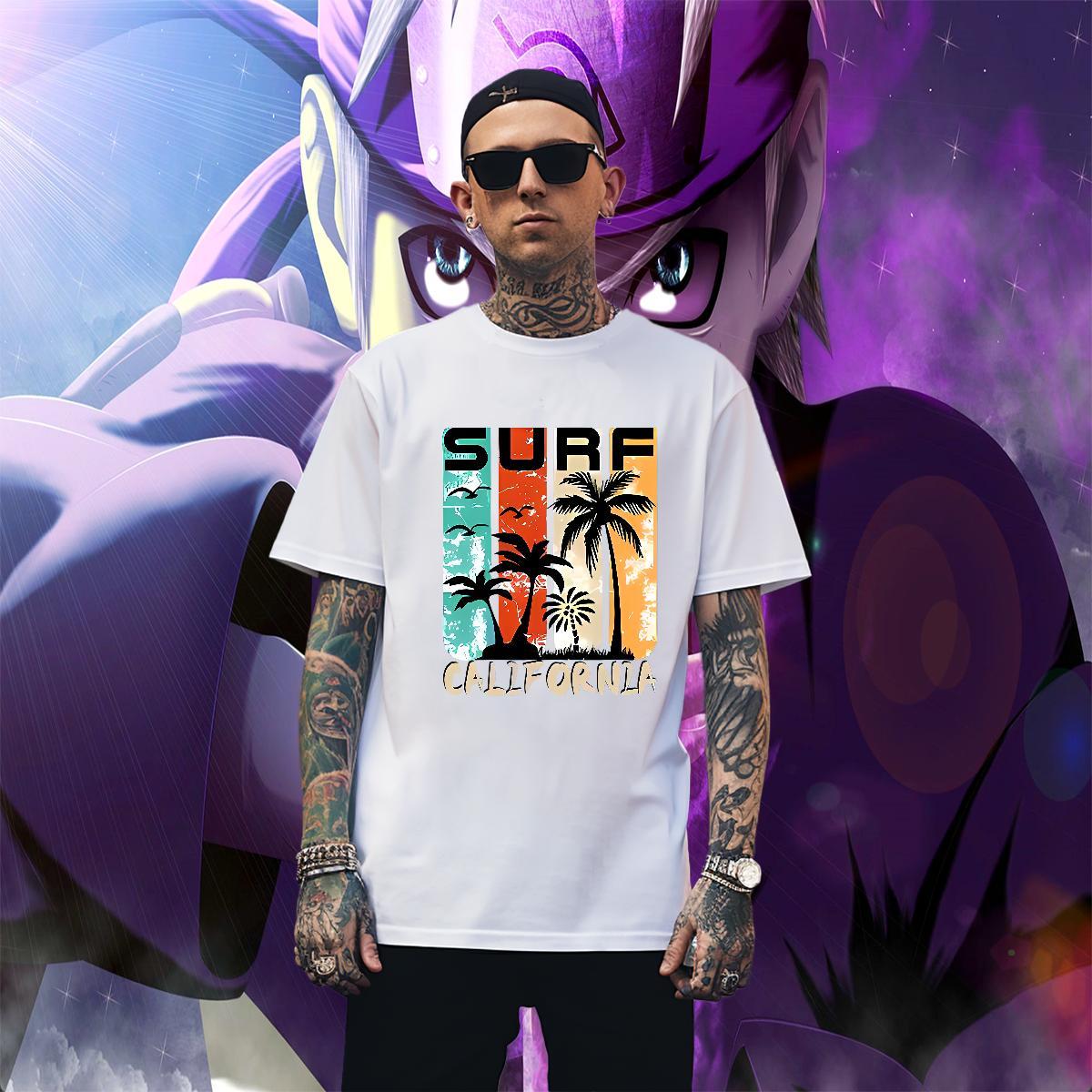 Popular Mens Tshirts 100% Cotton 230g High Street Hip Hop beach Custom Printing O Neck Short Sleeves Designer T Shirt For Man Clothings