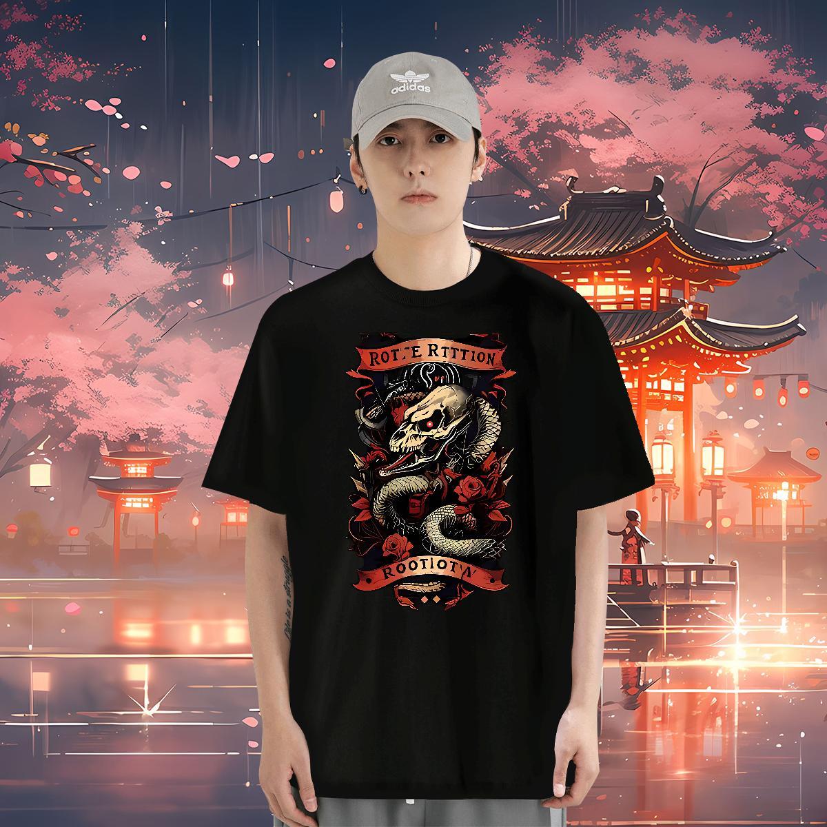 T-Shirts for Men 230g Pure Cotton snake Spring Summer O Neck Short Sleeves Customized Print Tshirts New Arrival Cool Tops Tees