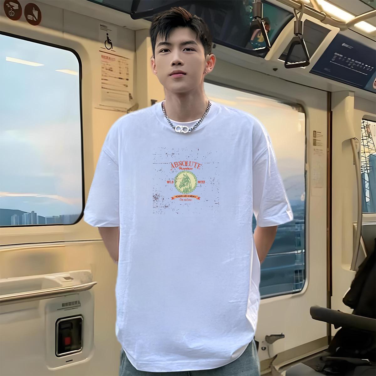 Classic Casual T shirt 230g Pure Cotton dog Street Clothes Breathable Cool Tshirts Customized Print