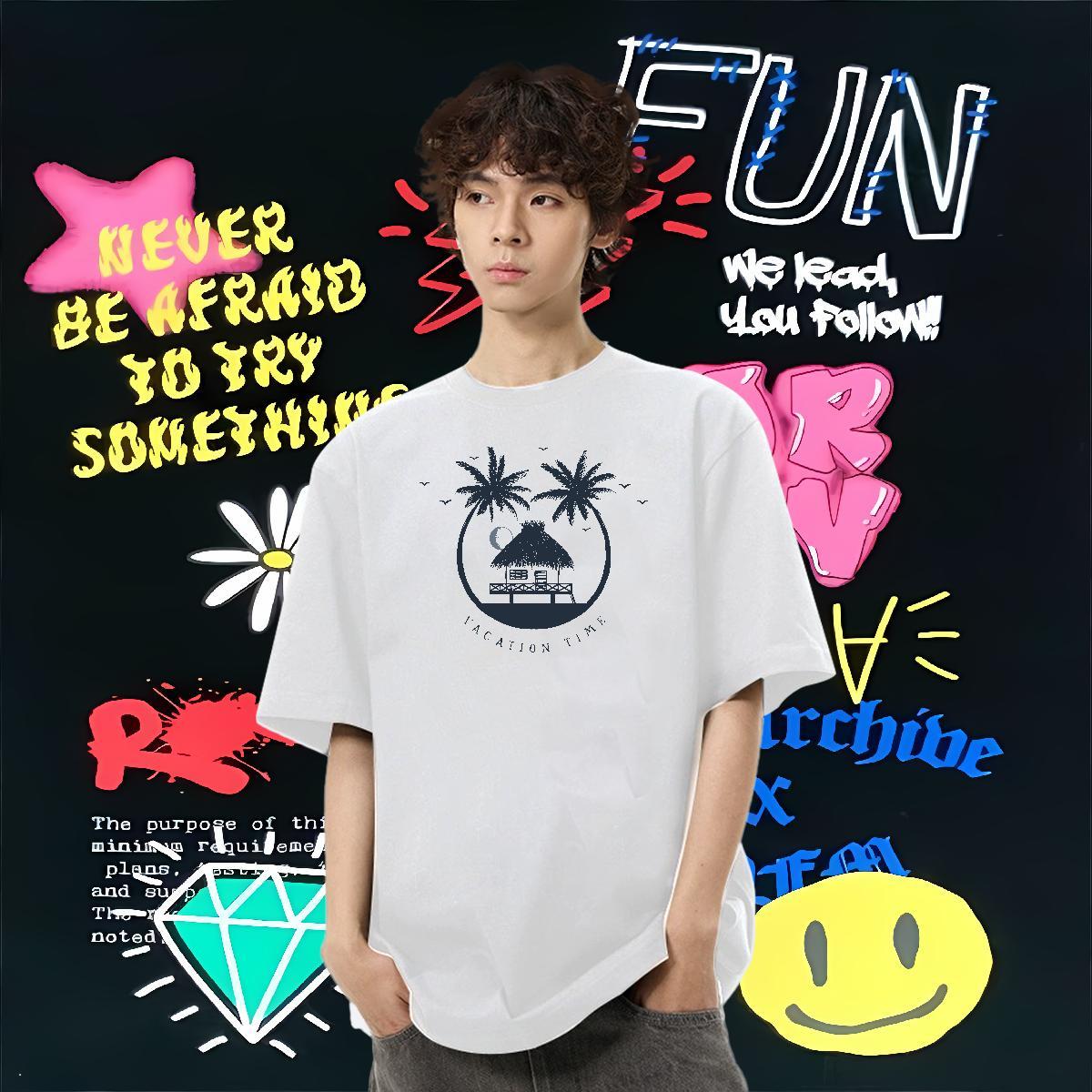 Factory Direct Mens T Shirts 100% Cotton 230g tree Street Wear Tops Breathable Short Sleeve TOP Quality Men Tops Tees DIY Printed