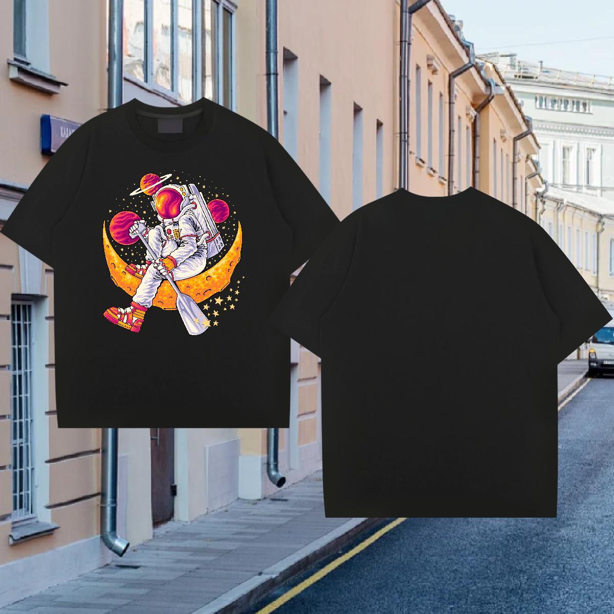 Men T Shirts 230g 100% Cotton cosmonaut Spring Summer Short Sleeve O-Neck Customized Men Tees Wholesale High Quality Tee Shirt