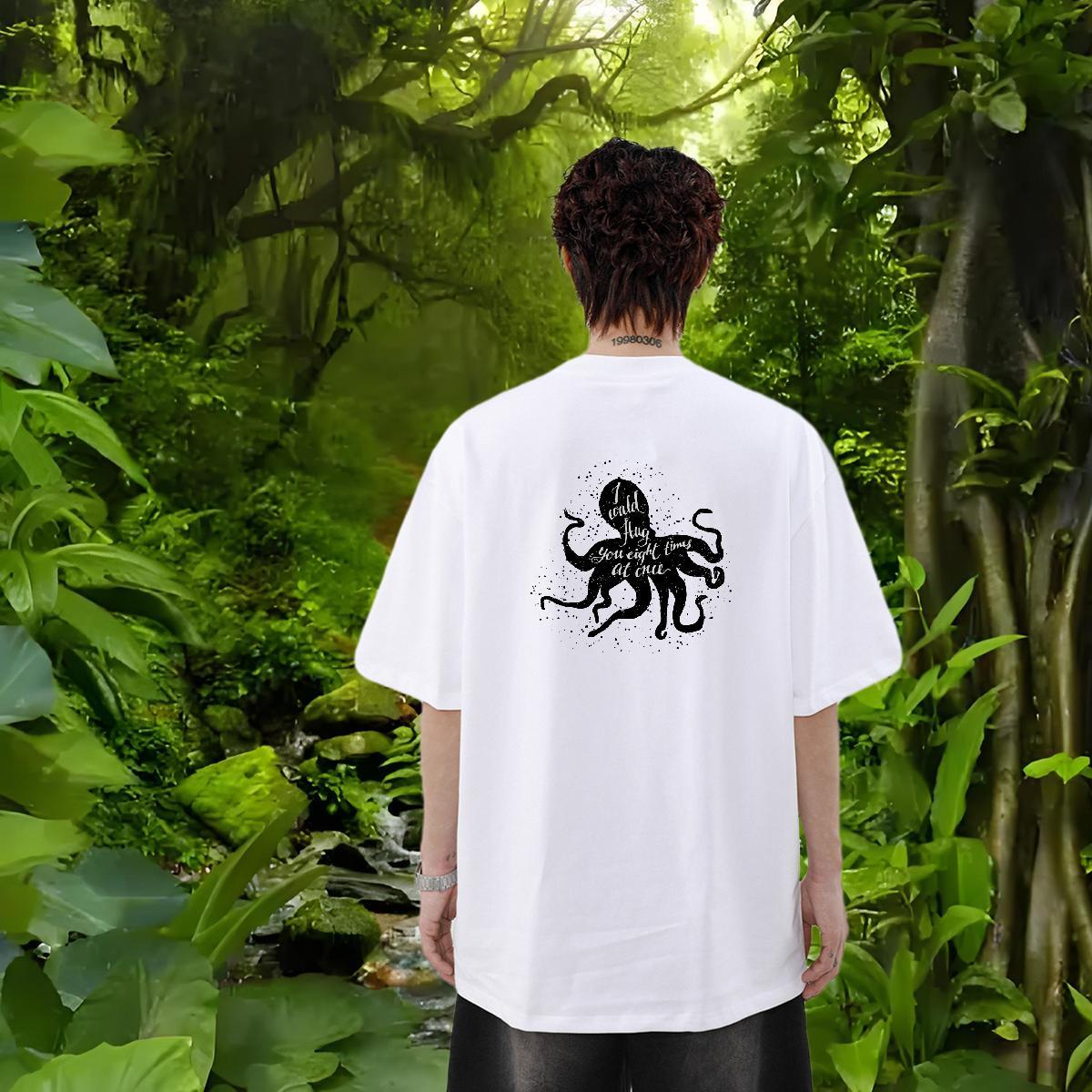 Fashion Designer Man T Shirts 230g Pure Cotton octopus Outdoor Clothes Crew Neck Loose Tshirt for Man Woman Cartoon Print