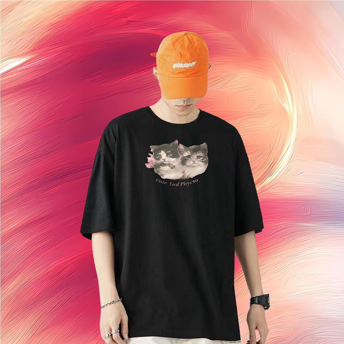 Designer T Shirt For Man 230g Pure Cotton cute Street Wear Tops Shirt Breathable Short Sleeve Brand Men Tees Plus Size Custom