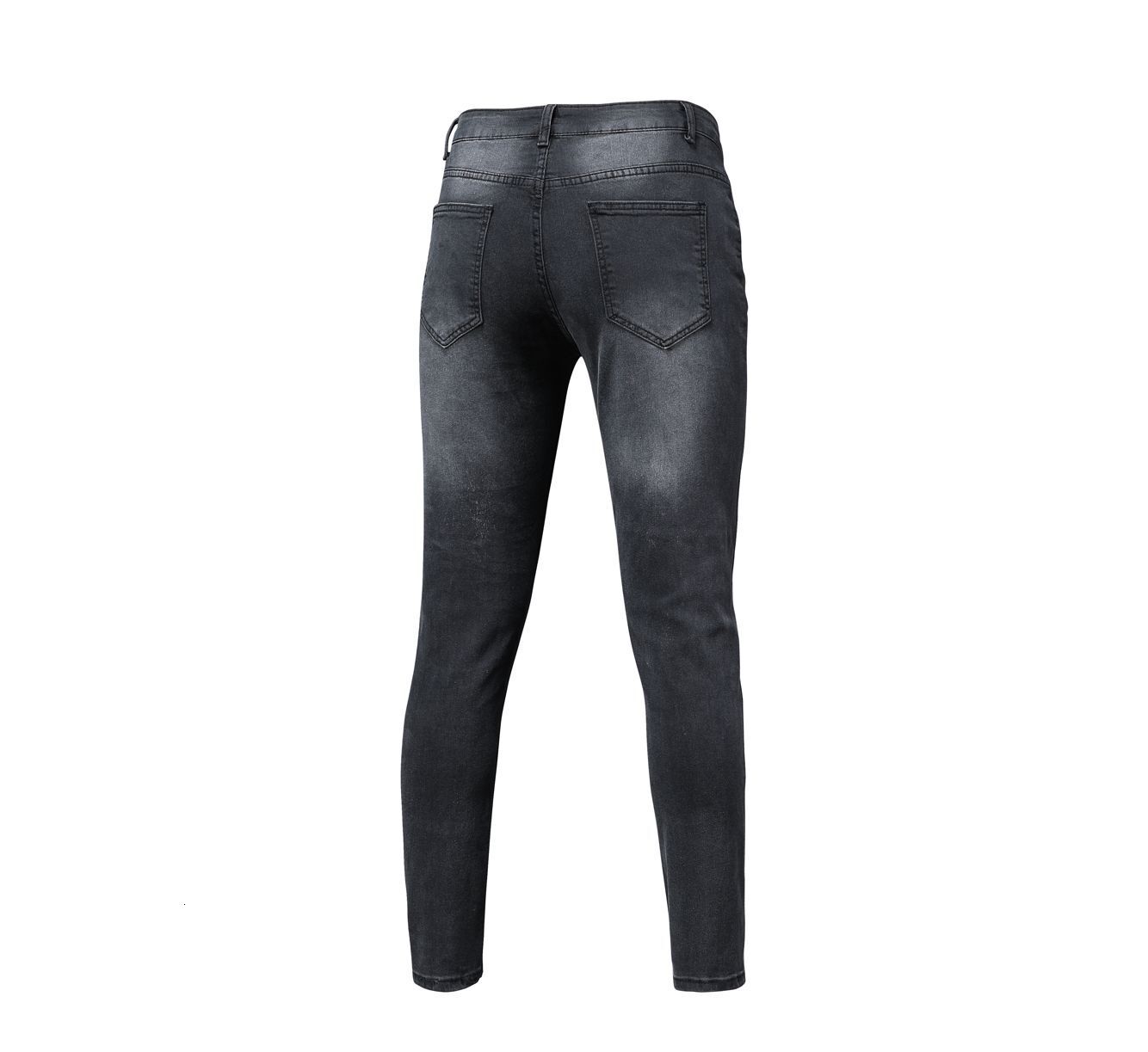 Men's distressed printed sold in quantity, with stickers and elastic small leg jeans, new style
