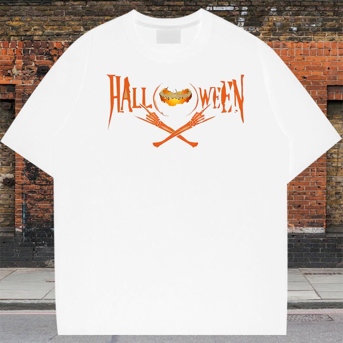DIY T Shirts Men 230g Pure Cotton halloween Street Casual Tshirts Breathable Short Sleeve Free Shipping Men Tops Tees DIY Printed