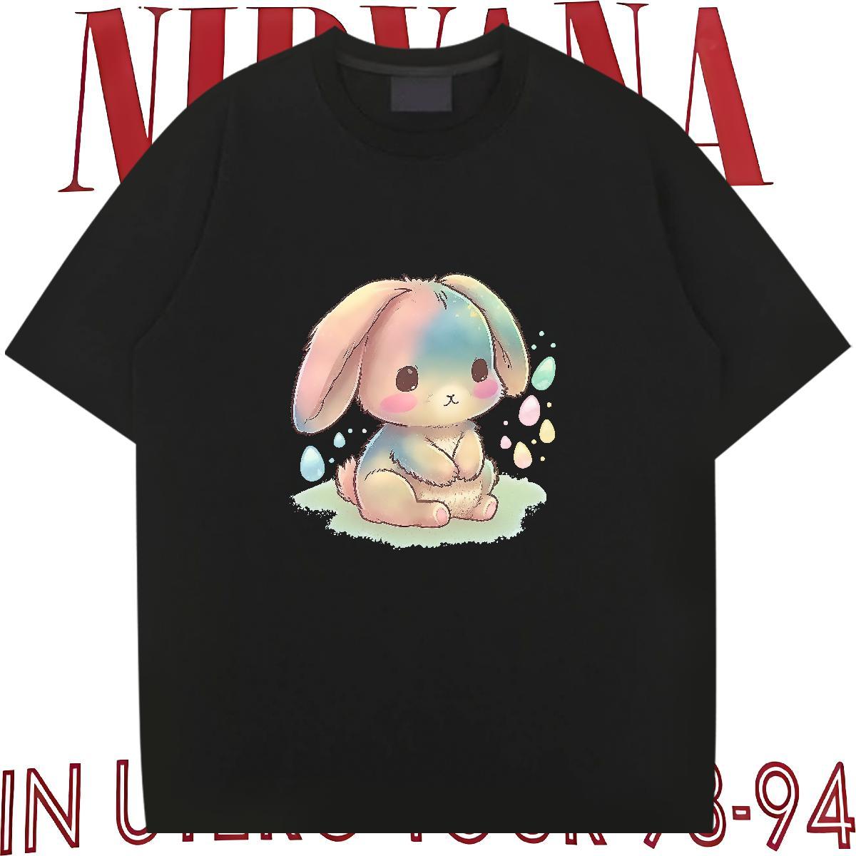 2024 Designer T-Shirts 230g 100% Cotton rabbit Beach Tops O Neck Short Sleeves Unisex Men Tops Tees Custom Print Oversized