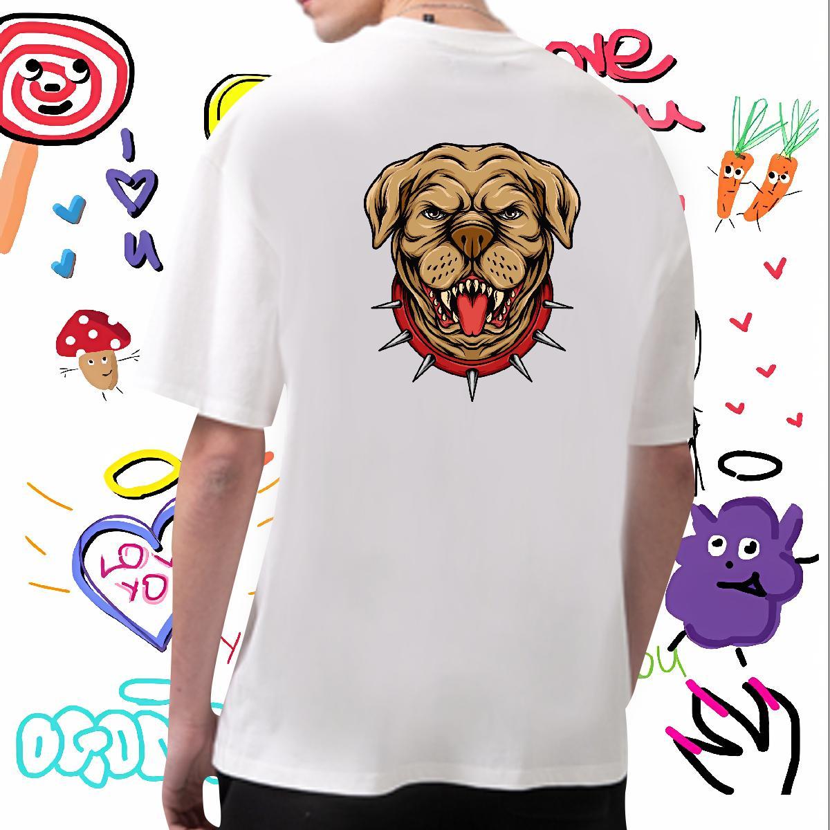 Classic Couples T Shirts 230g 100% Cotton dog T shirt High Street Hip Hop Breathable Short Sleeve Custom Printed Factory Direct Tee Shirt