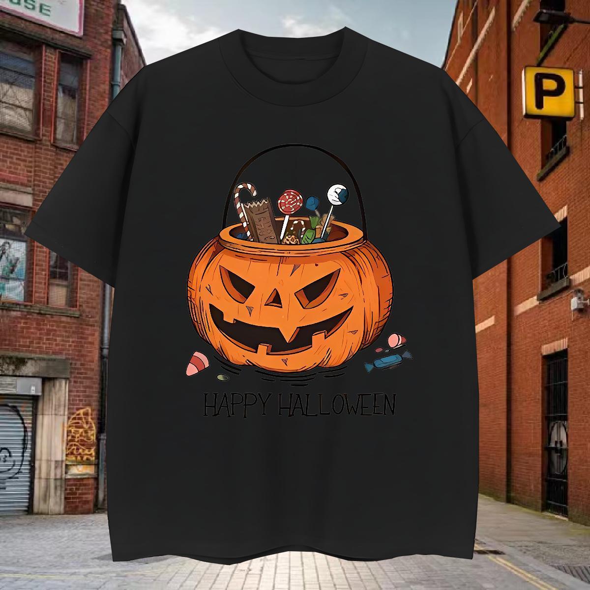 T-Shirts 230g 100% Cotton pumpkin Street Casual Short Sleeve Soft Customized Couples T Shirts Fashion TOP Quality Tops Tees