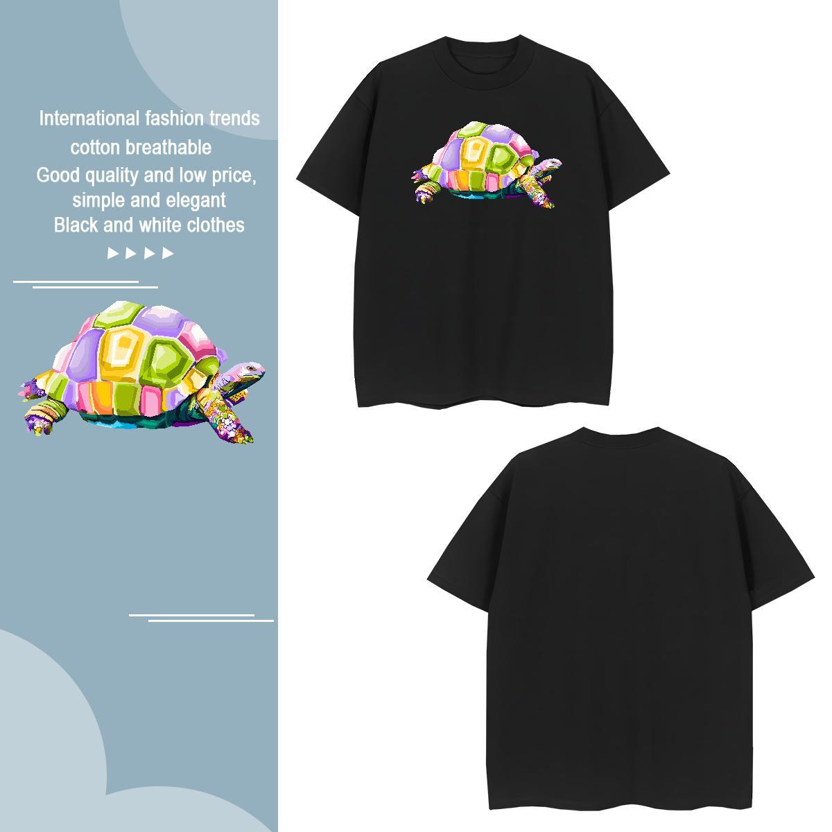 Free Shipping Men Tops Tees 230g Pure Cotton tortoise T Shirts Men Hip Hop Breathable Cartoon Printing L-4XL Stylist Tops Shirt