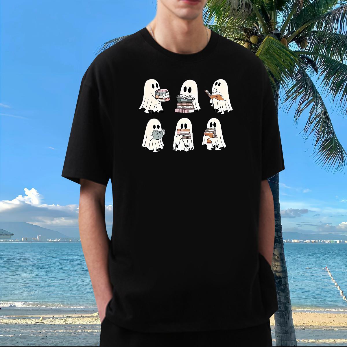 New T-Shirts for Men 230g Pure Cotton halloween Street Wear Tops Tees O-Neck Short Sleeve Brand Men Tops Tees DIY Anime