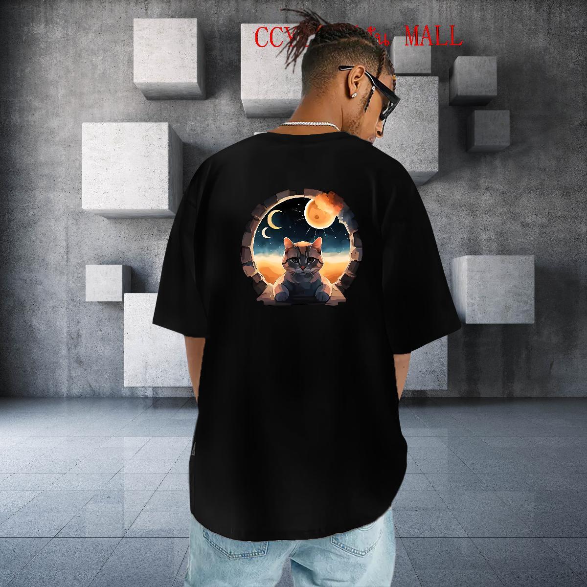 2024 DIY Mens T Shirts 230g Cotton Spring Summer Wear Crew Neck Breathable Comfortable Men Tops Tees Floral Print