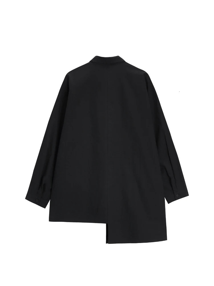 Womens Gothic Black Shirt and Blouse Y2k 90s Vintage Korean Style Harajuku 2000s Long Sleeve Shirt Polo-Neck Top Clothes Autumn 240806