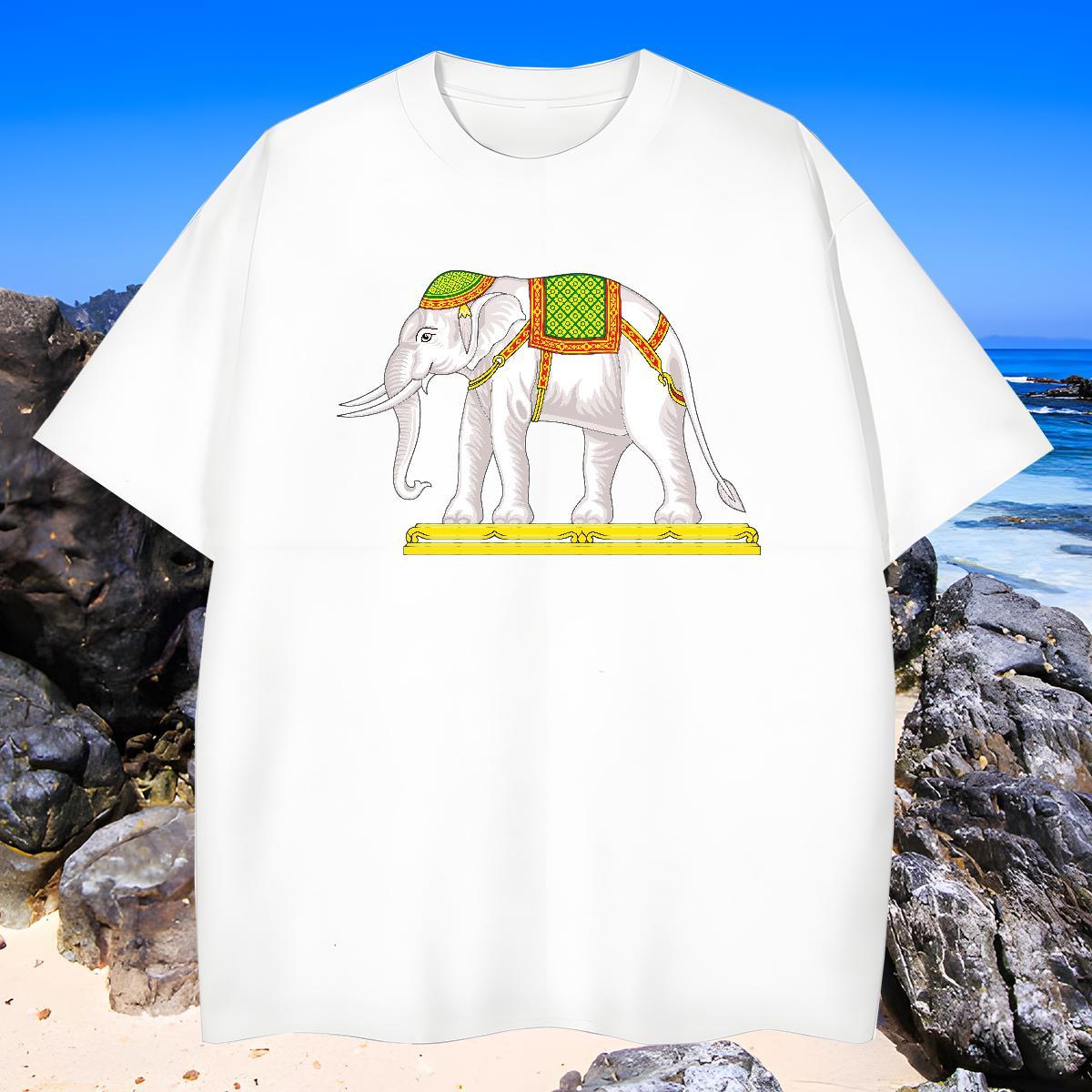 Loose Tshirt for Man Woman 100% Cotton 230g elephant T-Shirts for Men Street Wear Breathable Short Sleeve Asian Size Fashion Designer Tops Shirt