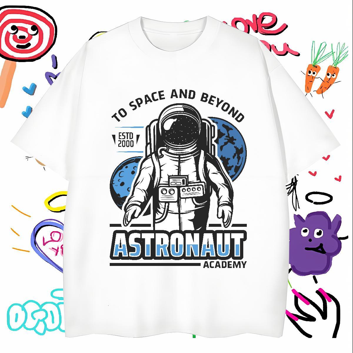 T Shirts Men 230g Pure Cotton universe Street Breathable Crew Neck Custom Print Oversized Tshirts Fashion Casual Cool Top Tees