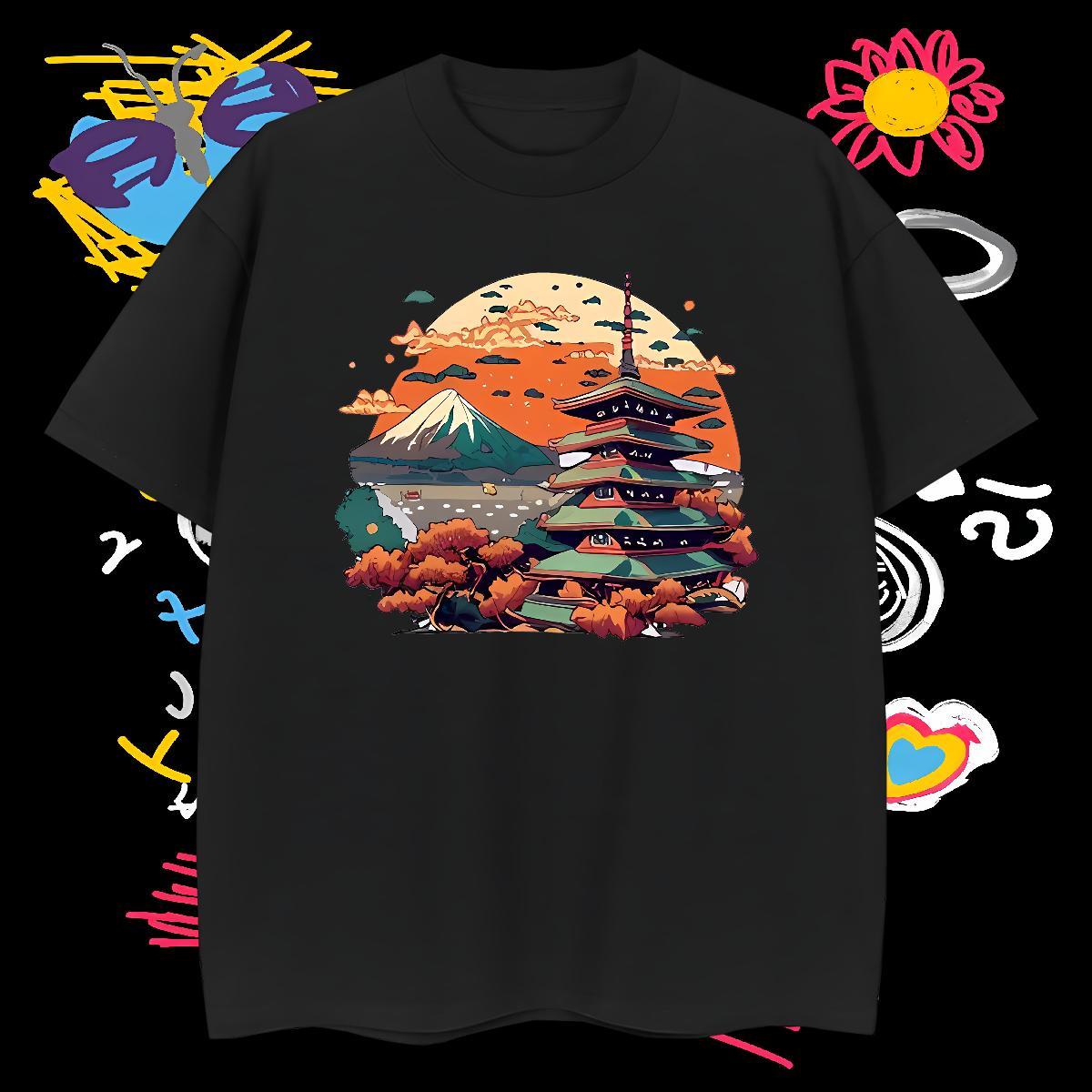 DIY Mens T Shirts 230g Cotton Tower Summer Casual Clothes Breathable Crew Neck Soft Tshirt for Man Woman Graphic