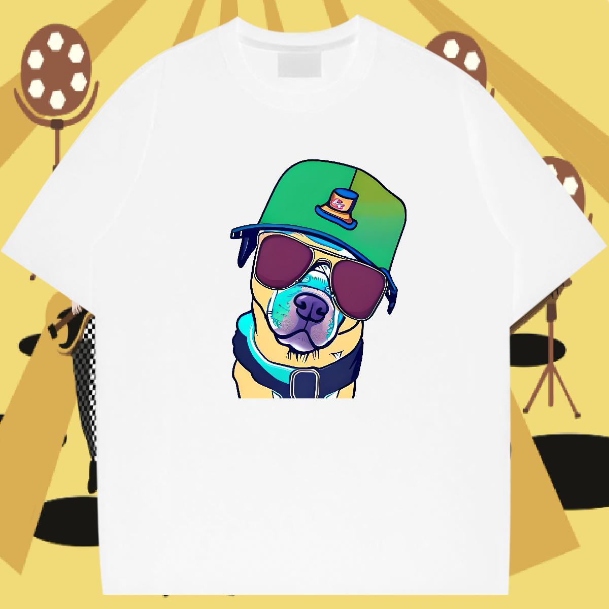 Wholesale T Shirt For Man 230g 100% Cotton dog Street Tops Shirt Breathable Crew Neck Classic Men Clothes T-Shirt DIY Printed
