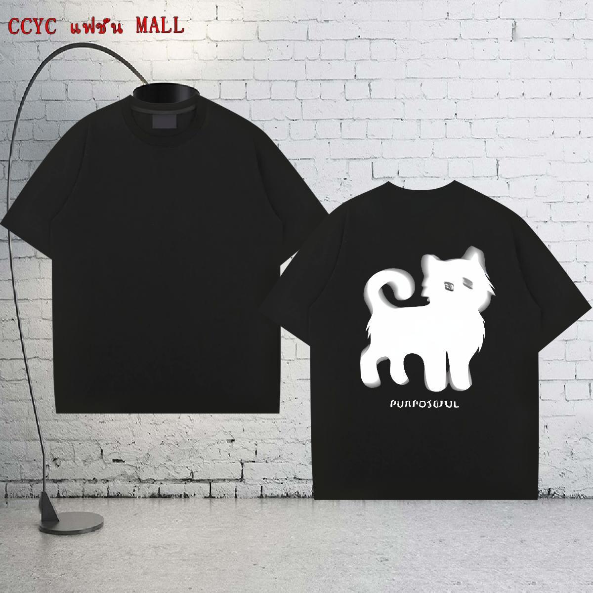 2024 Men T Shirts 230g 100% Cotton cat Street wear Hip Hop Tshirts Breathable Unisex Men Tshirts Custom Print Plus Size