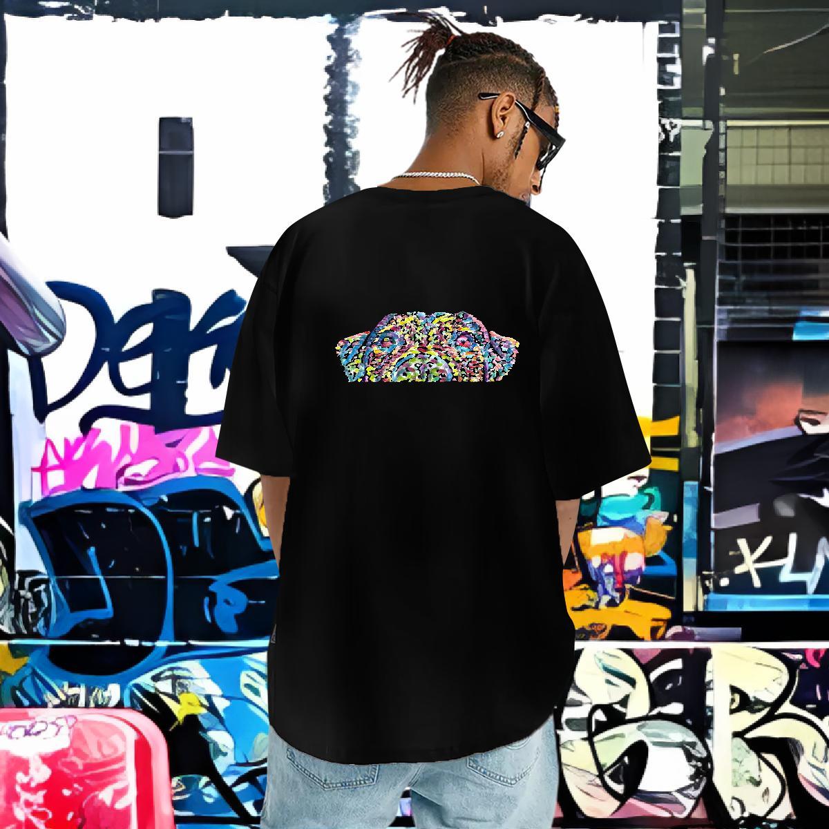 DIY Mens T Shirts 230g 100% Cotton dog Hip Hop Clothings Short Sleeve O-Neck Unisex Men Tees White Plus Size