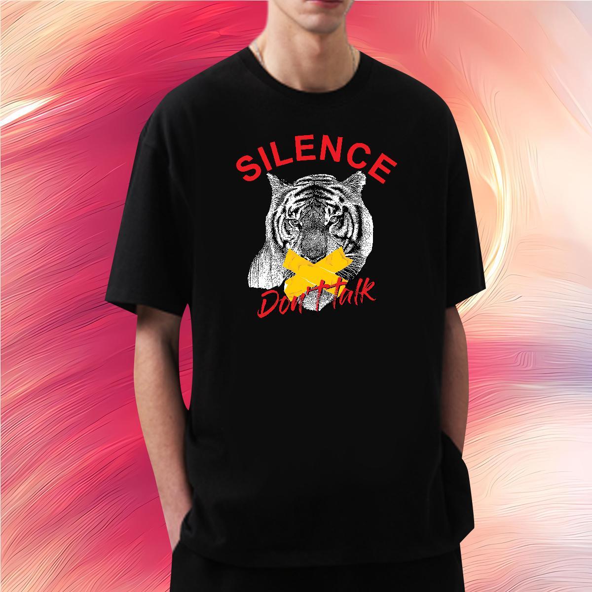 Casual New Men T Shirts 230g Cotton tiger Street Casual Clothes Crew Neck Unisex Couples T Shirts Anime Print