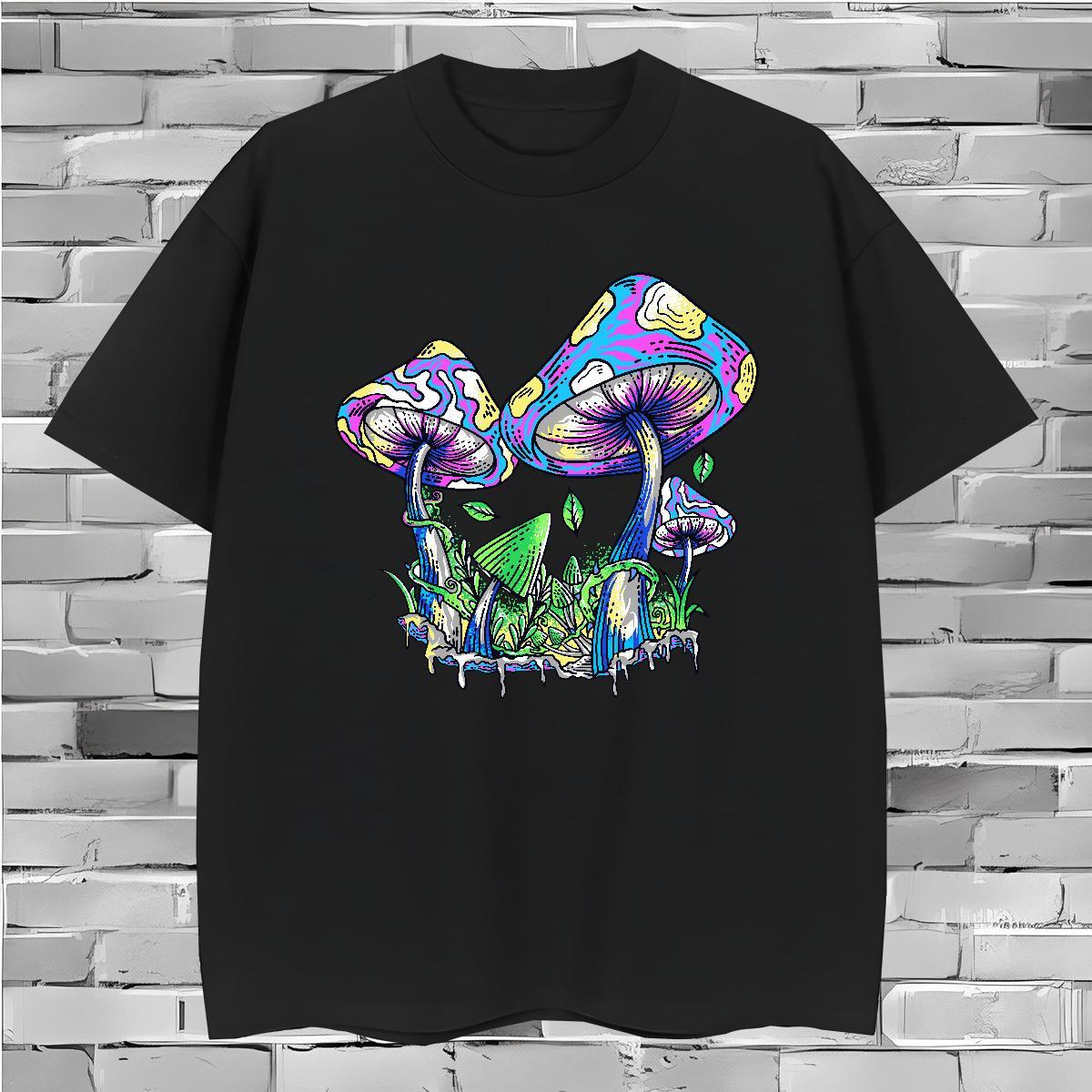 New Arrival T Shirt For Man 230g 100% Cotton mushroom Casual Daily Wear Tops Shirt Breathable Short Sleeve Cool Design Men Clothes T-Shirt Graphic