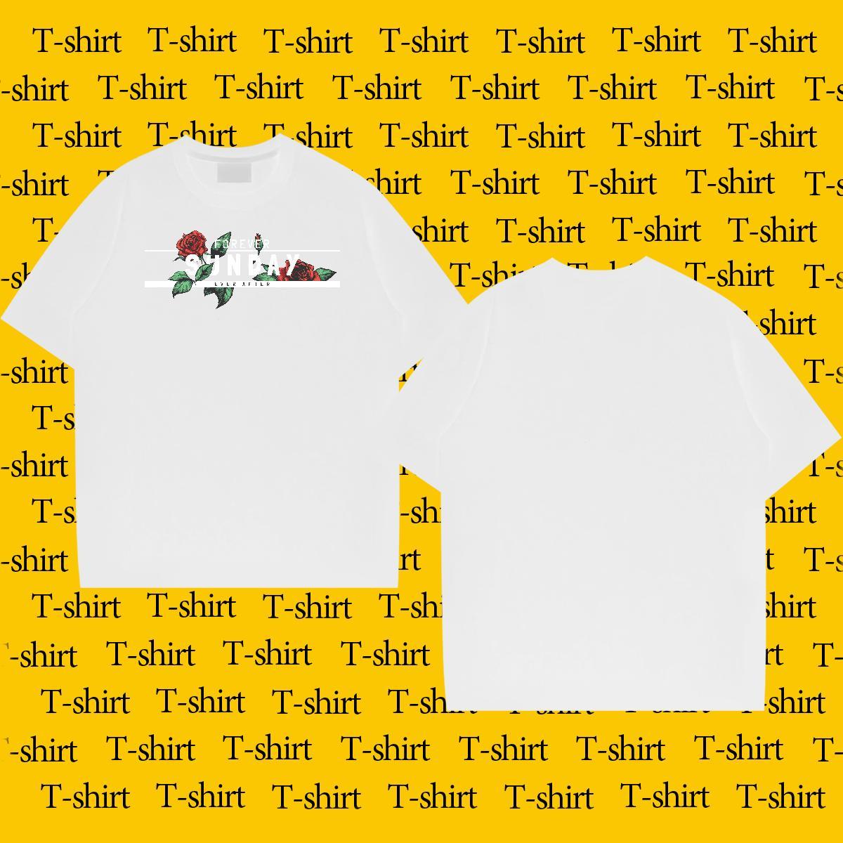 Fashion Design Man T Shirts 230g Pure Cotton ROSE Home Outdoor Tees Breathable Crew Neck Designer Mens Tshirts Floral Print