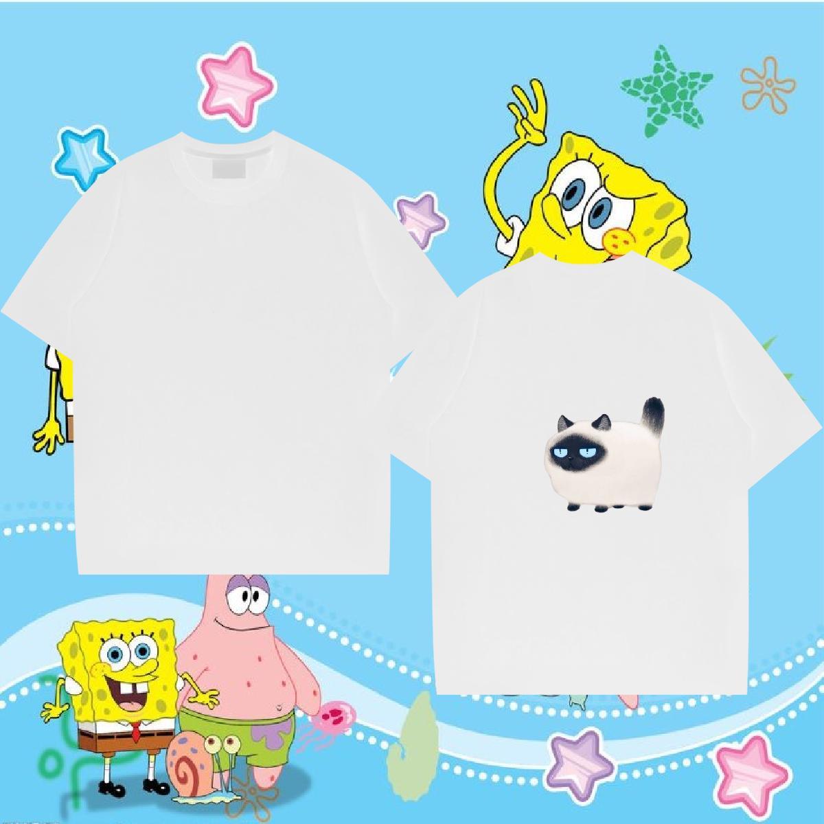 Custom T shirt 230g 100% Cotton cat Casual Beach Tops Round Neck Short Sleeve Cool Design Couples T Shirts Custom Printing