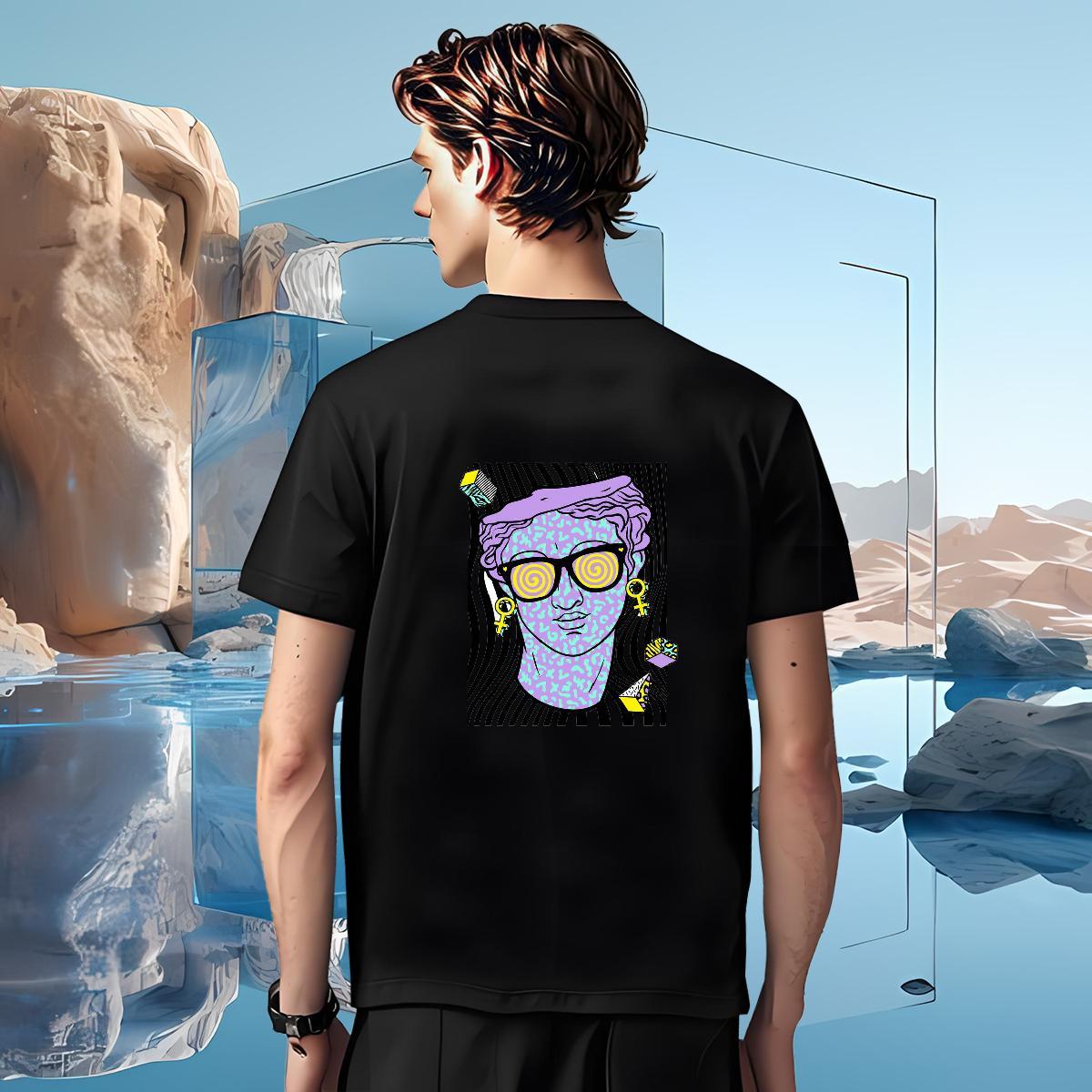 Mens T Shirts 230g 100% Cotton painting Sport Breathable Crew Neck Anime Print Men Tshirts 2024 DIY Brand Polos