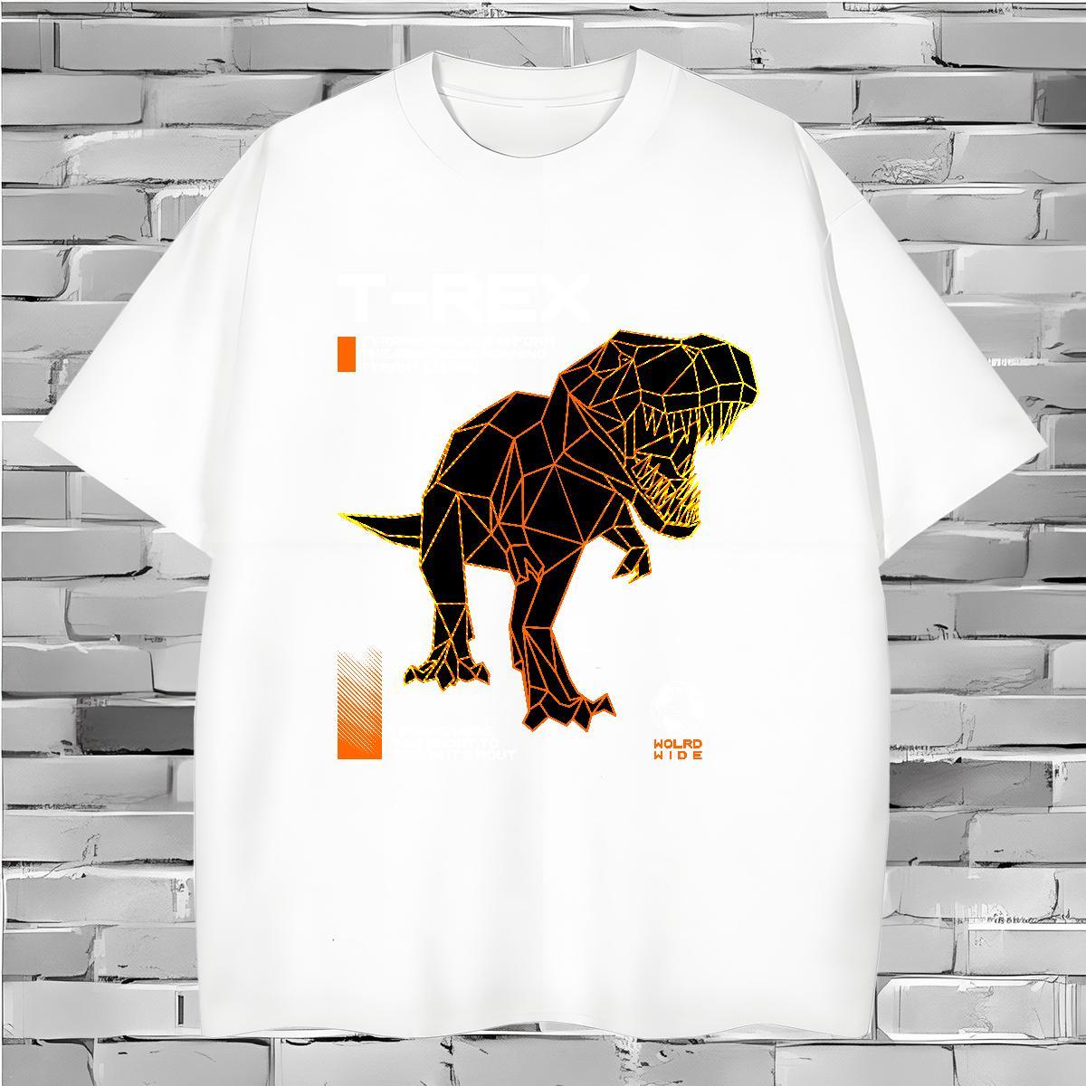 T Shirts Men 230g Pure Cotton dinosaur Home Outdoor Breathable Crew Neck Plus Size Custom Men Tees Classic Popular Clothings