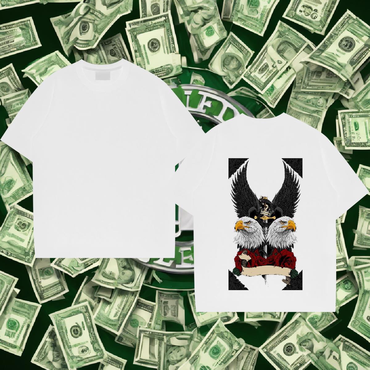 Customized T Shirt For Man 230g Pure Cotton eagle Spring Summer Tops Tees Breathable Short Sleeve Popular Men Tees Asian Size