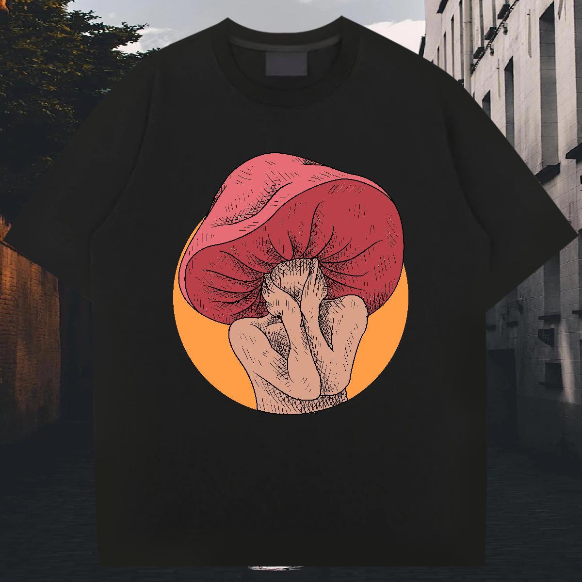 Designer Men Tees 230g Cotton Summer Casual mushroom Anime Short Sleeve O-Neck Fashion Designer Men T Shirts Top Tees