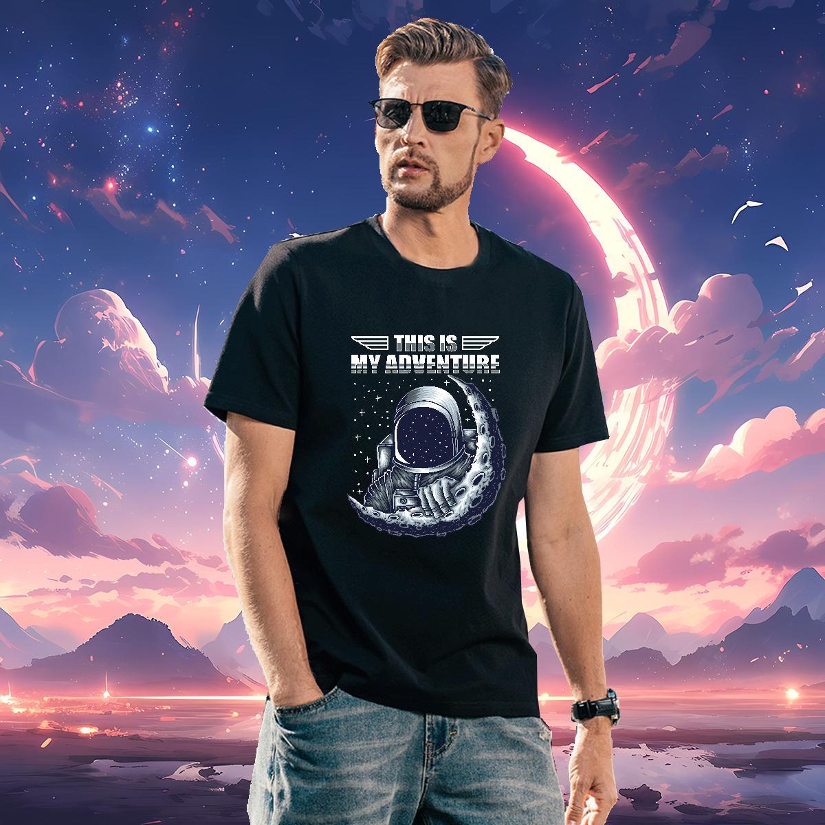 T-Shirts 100% Cotton 230g outer space Sport Crew Neck Oversized 4XL Mens Tshirts Wholesale Free Shipping Wear