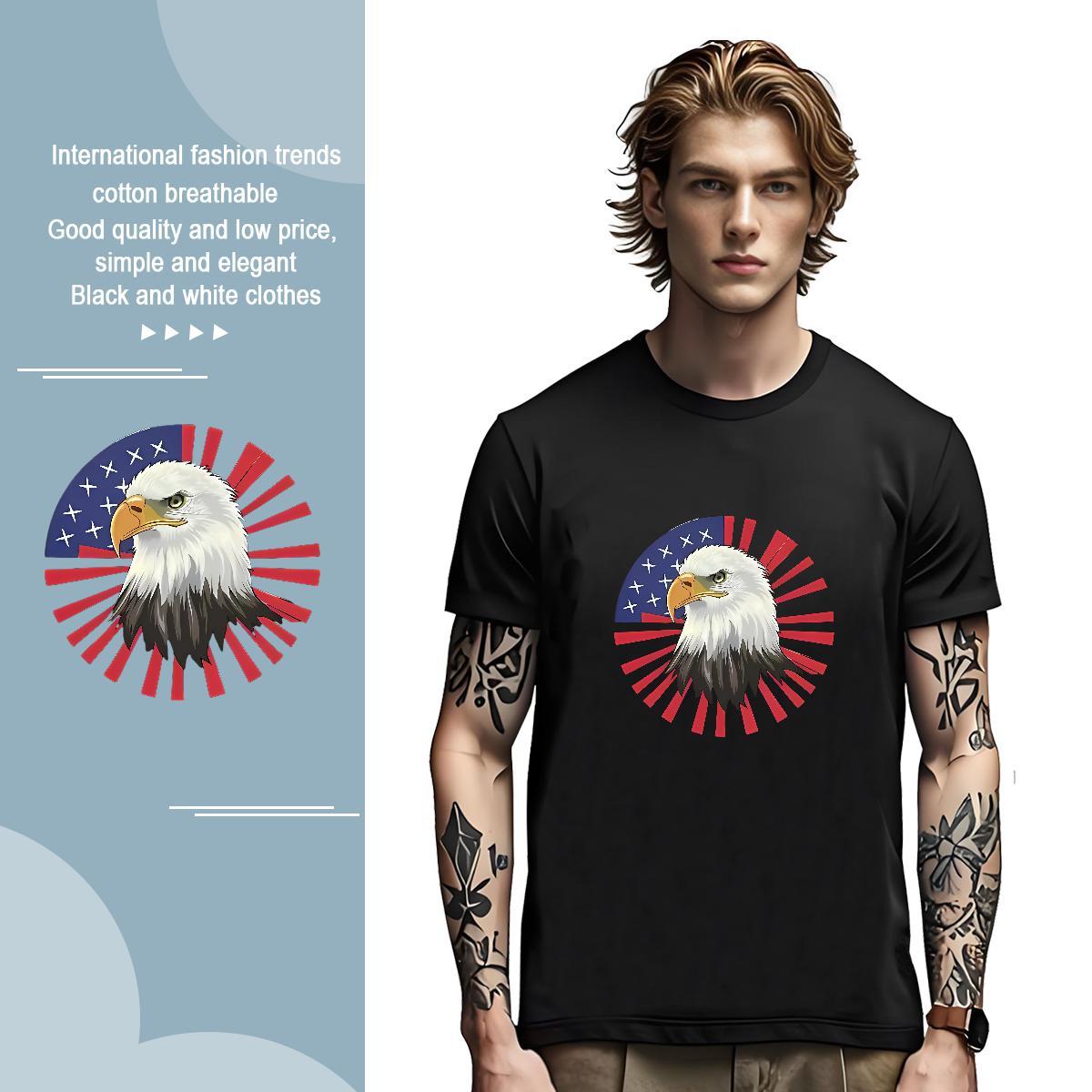 T Shirt For Man 230g Pure Cotton eagle Street Breathable Short Sleeve Asian Size Men Tops Tees New Designer Cool Tshirts